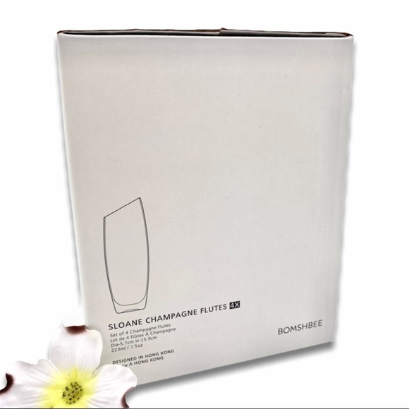 BACK IN STOCK! NIB Bomshbee Sloane Slanted Champagne Flutes (4) - Picture 8 of 13